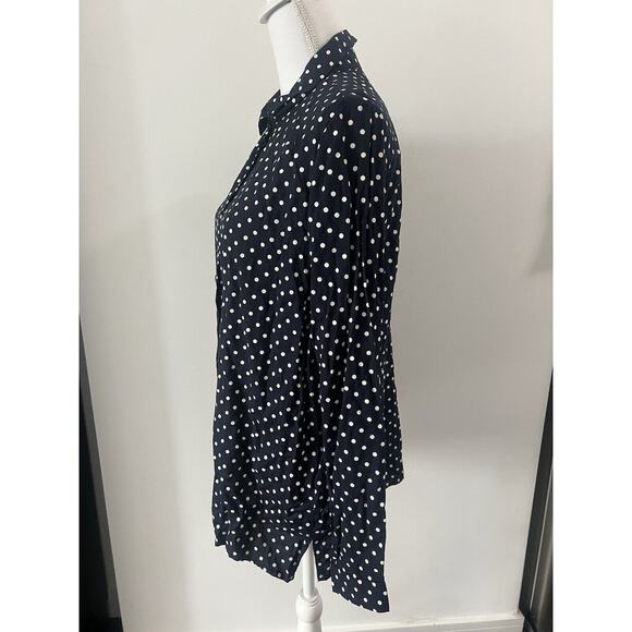 NEW H&M Divided Blue Polka Dot Long Sleeve Button Up Shirt Sz 14 - Picture 3 of 6